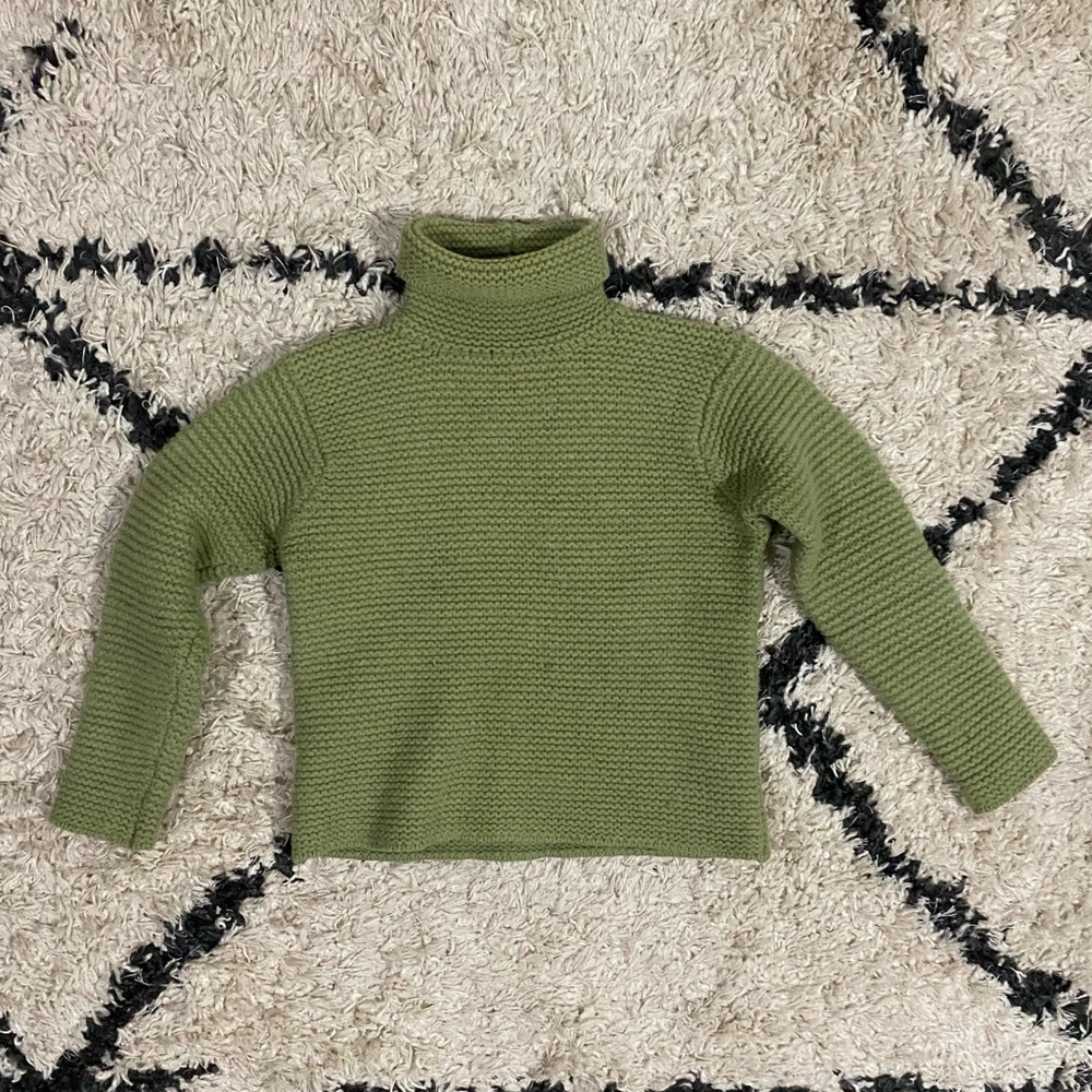 Eileen Fisher Green Lambswool Turtleneck Sweater, Small, GUC. SAME DAY SHIPPING!